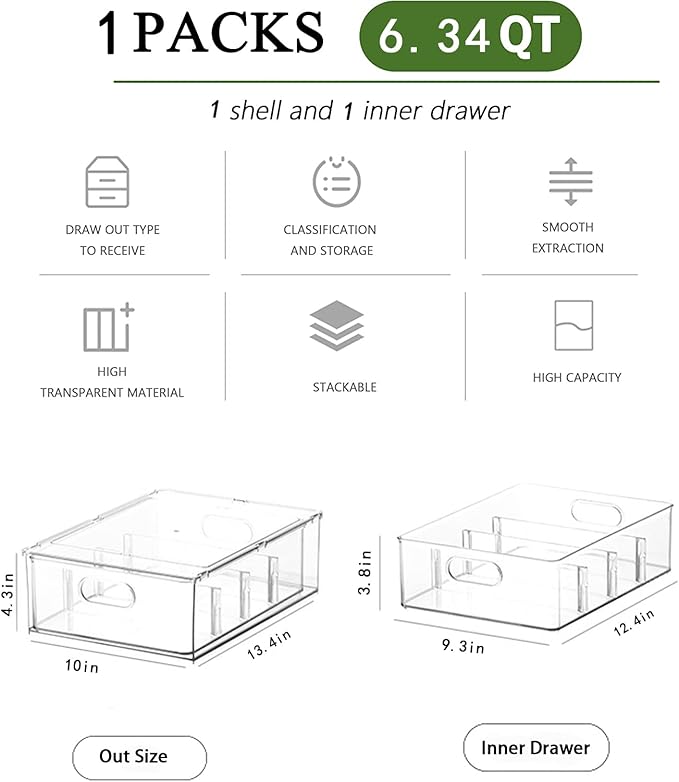 bealy Stackable Clear Storage Drawer - Image 4