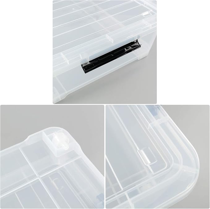 3-Pack Plastic Under Bed Storage Box Container, 40 Quart Clear Stackable - Image 3