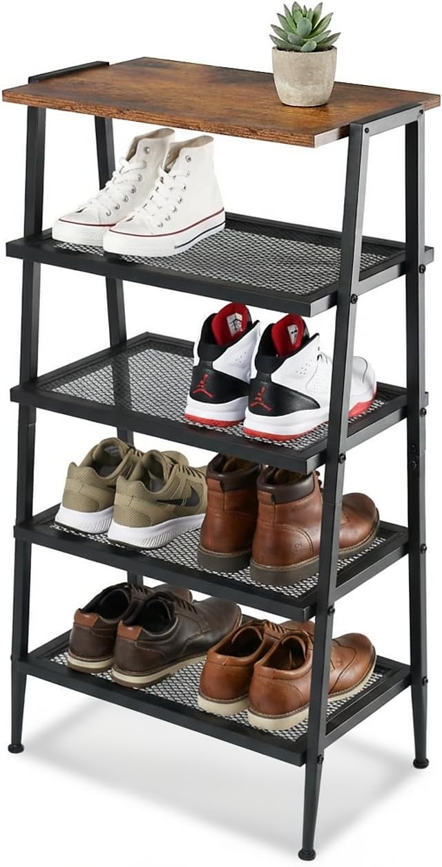 A-Shaped Shoe Rack, 5-Tier, Holds 10 Pairs, Tall Storage