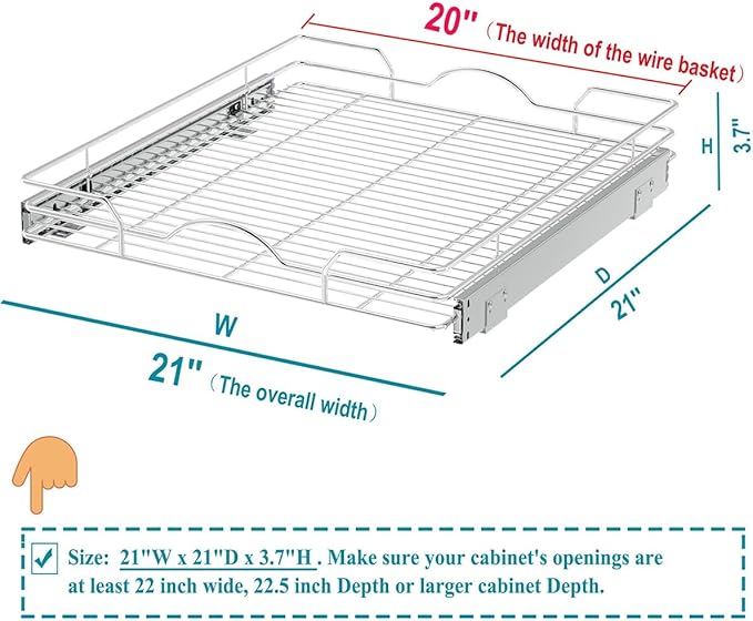 OCG Pull Out Cabinet Organizer, Pull out Shelves 1 Tier, Cabinet Slide Out - Image 2