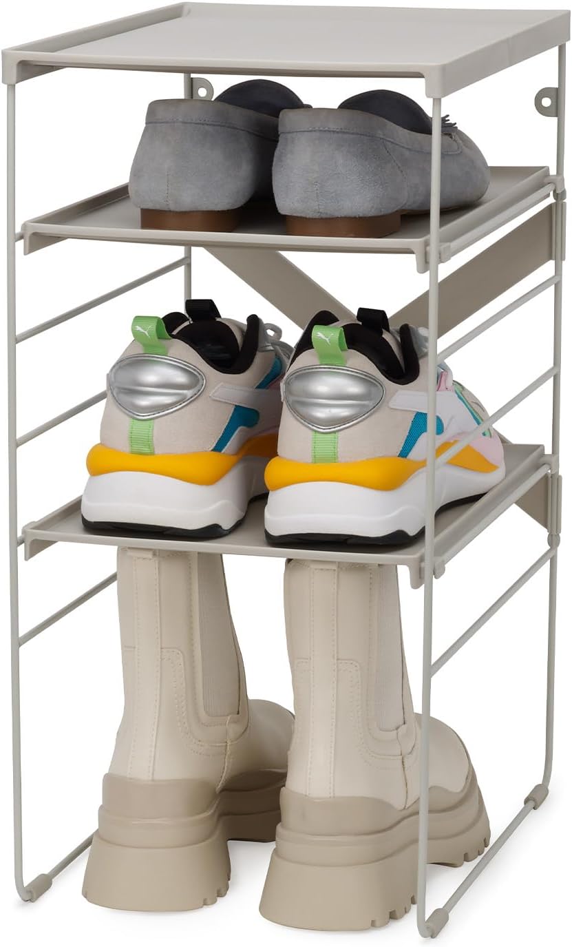 Joseph Joseph Level Adjustable Tier Shoe Rack Organizer, Durable Shelves and ...