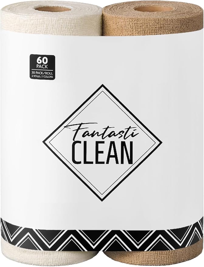 Fantasticlean Microfiber Cleaning Cloth Roll -60 Pack, Tear Away Microfiber by Fantasticlean
