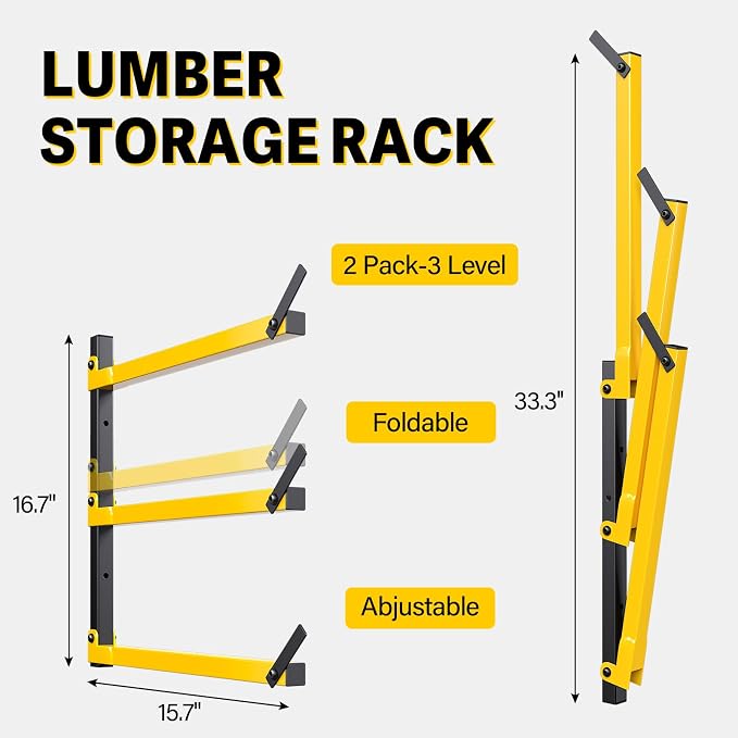 GREENER Lumber Storage Rack Folding Wood Storage Racks Wall-Mounted Metal Racks - Image 3