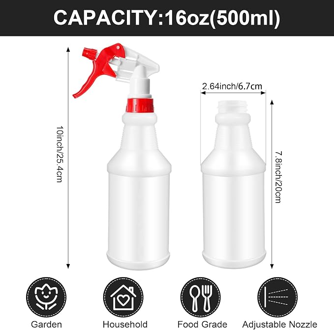 Eccliy 12 Pcs 16 Oz Plastic Spray Bottle, Adjustable Empty Reusable Sprayer - Image 2