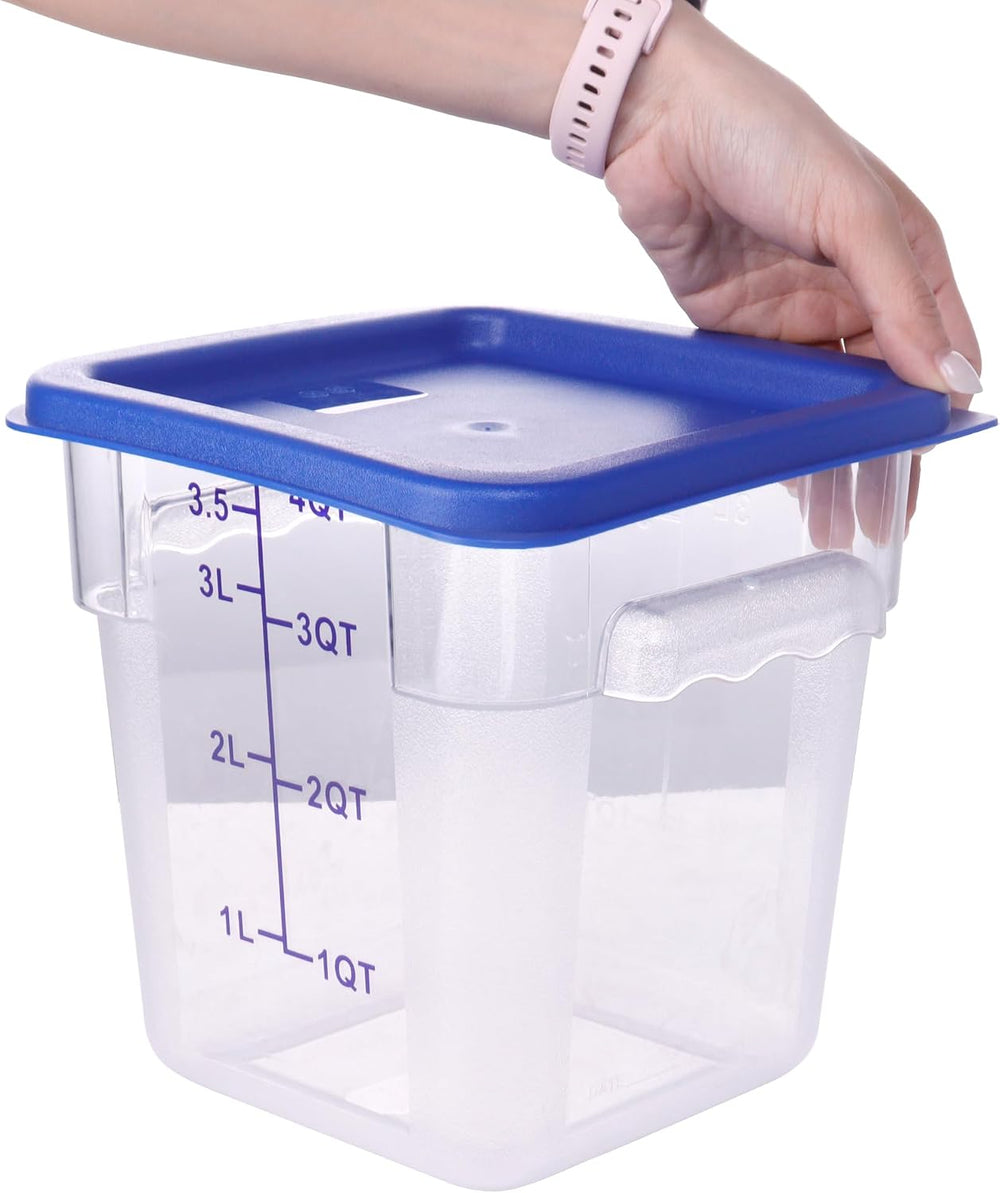 2 Pack Square Food Storage Container With Lid, 2-6 Quart Commercial Storage B...