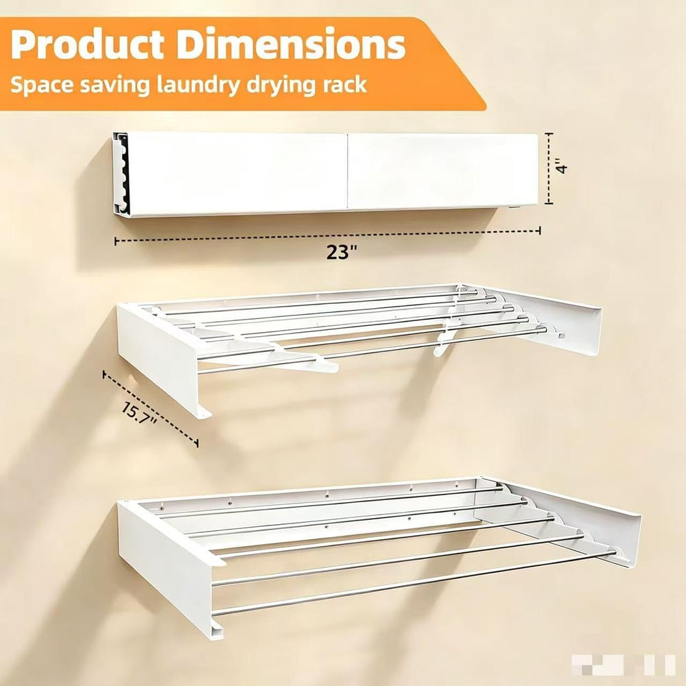 Wall Mount Clothes Drying Rack 23", 50lbs Capacity, Foldable White