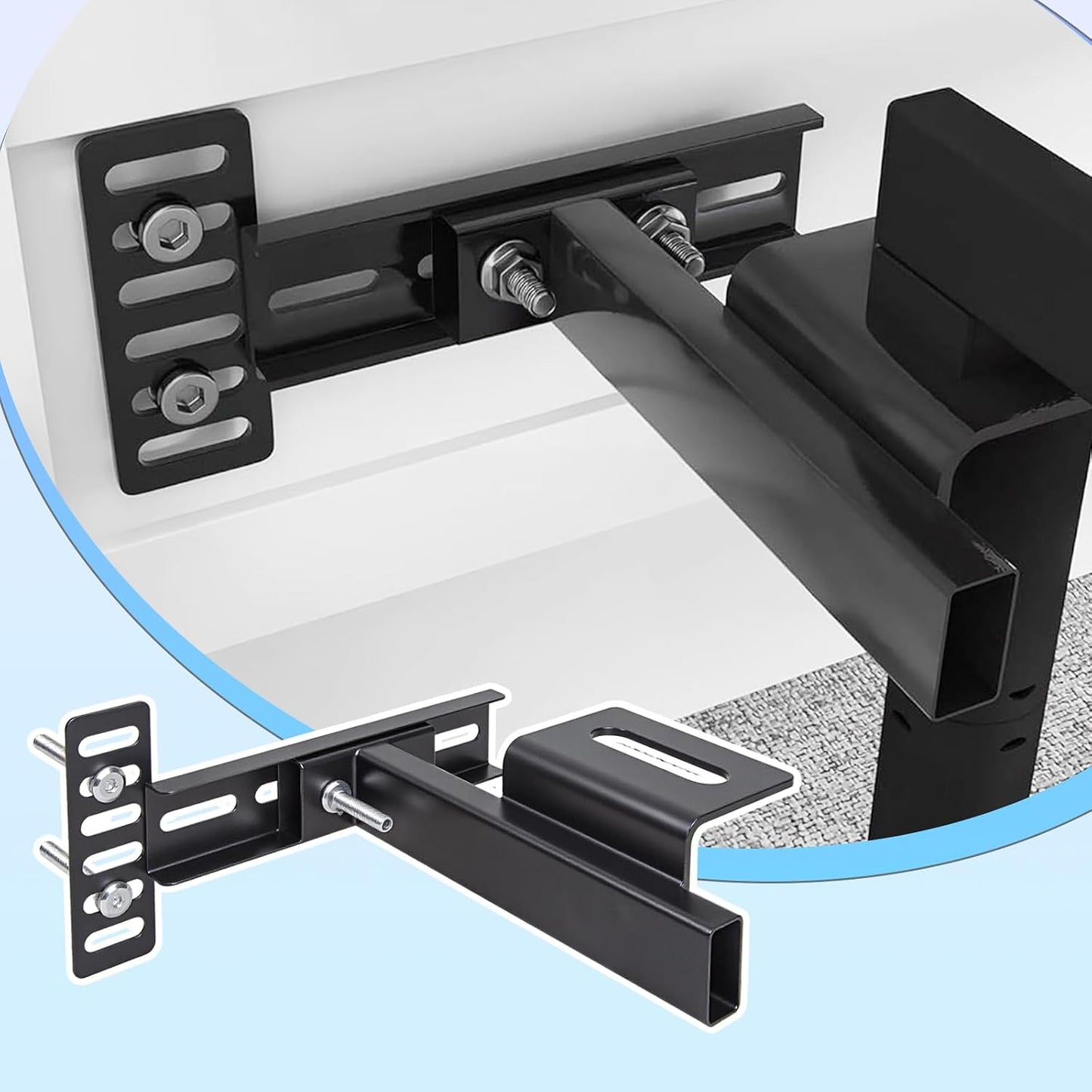 Fohil Headboard Brackets for Metal Bed Frame, 2 Pack Adjustable Headboard Brackets with Footboard Extension Kit Black Universal Headboard Bracket Kit Fit Twin Full Queen King
