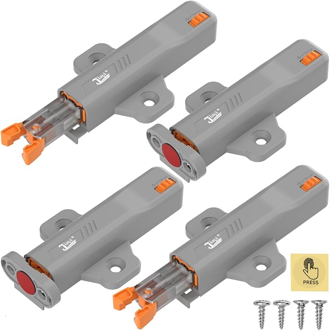 Push Touch Latches for Cabinets, Jiayi 4 Pack Heavy Duty Push Lock Door Latch by Jiayi