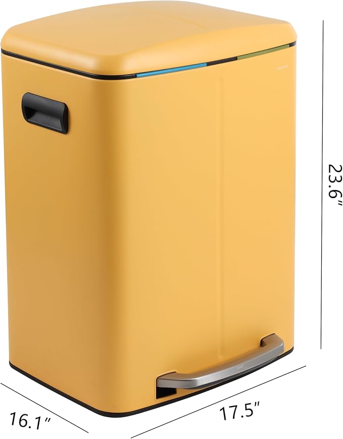 happimess HPM1005L Marco Rectangular 10.6-Gallon Double Bucket Trash Can - Image 4