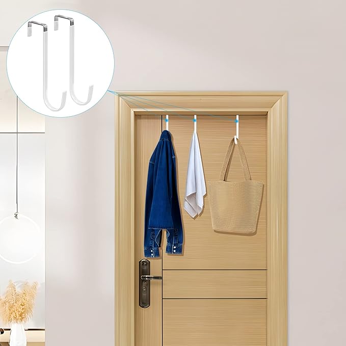 FYY Over The Door Hooks, 6 Pack Upgraded Long Door Hangers Hooks - Image 6