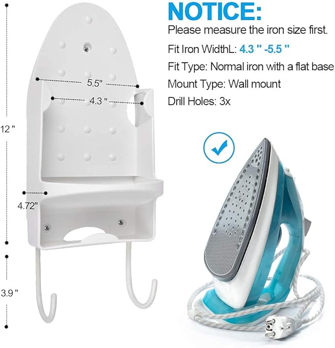 Ironing Board Hanger Wall Mount Iron Hanger Ironing Board Rack Electric Iron - Image 3