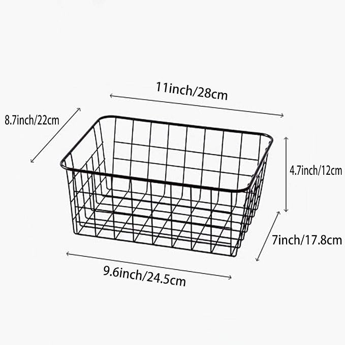 LeleCAT Wire Baskets with Handles, Wire Storage Organizer Baskets, Household - Image 2
