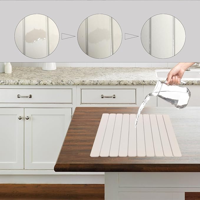 Large Stone Dish Drying Mat for Kitchen Counter, 23.6"×15.4", Foldable - Image 2