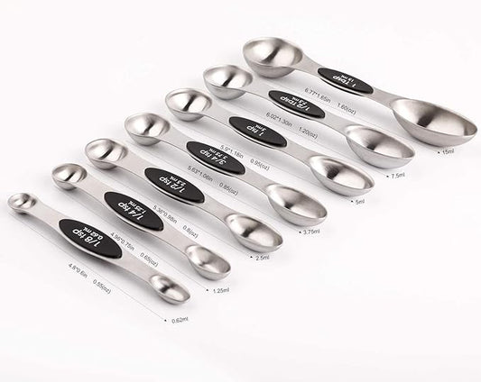 Magnetic Measuring Spoons Set of 8 Stainless Steel Stackable Dual Sided Nesting - Image 2