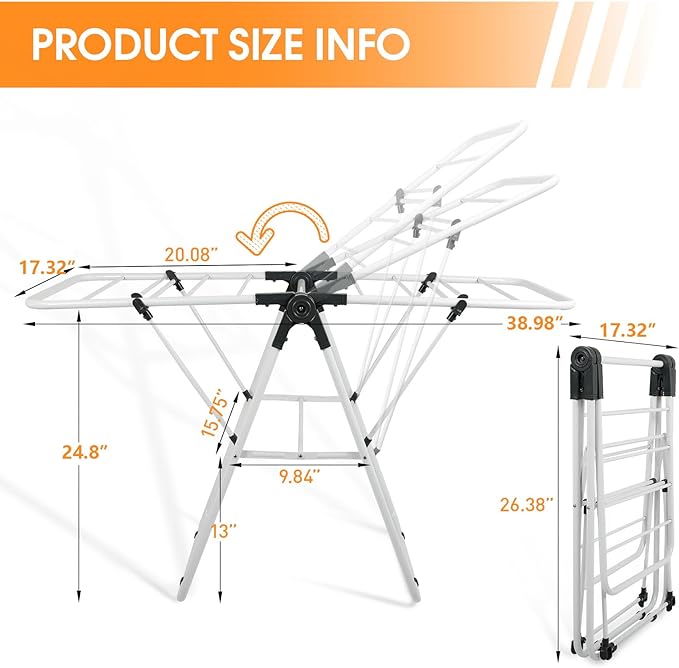 Clothes Drying Rack, Metal Foldable Laundry Drying Rack, - Image 2