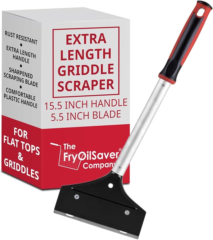 Flat Top Grill Scraper 15.5" Long Griddle Tool by FryOilSaver Co., 5.5" by THEFRYOILSAVERCOMPANY