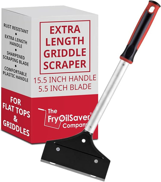 Flat Top Grill Scraper 15.5" Long Griddle Tool by FryOilSaver Co., 5.5" by THEFRYOILSAVERCOMPANY