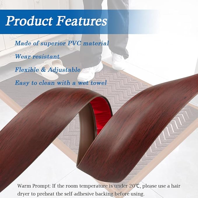 Floor Transition Strip Self Adhesive Carpet & Flooring Transitions Edging Trim - Image 3