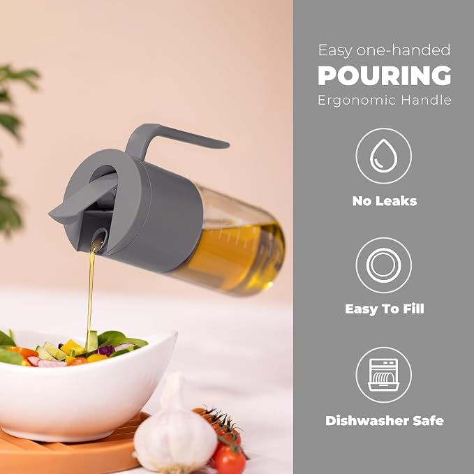 Zuutii Olive Oil Dispenser Bottle 18.6oz – Auto Flip Glass Vinegar Bottle - Image 3