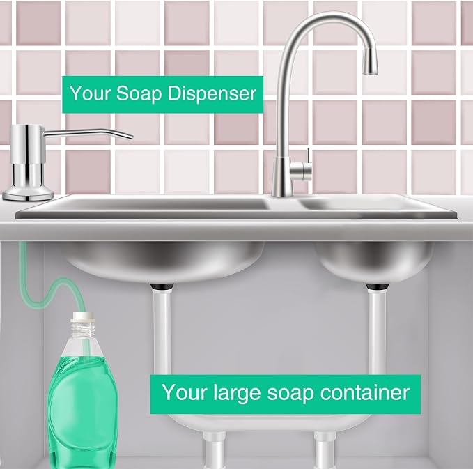 Soap Dispenser for Kitchen Sink, Built in Sink Soap Dispenser, Countertop Soap - Image 3