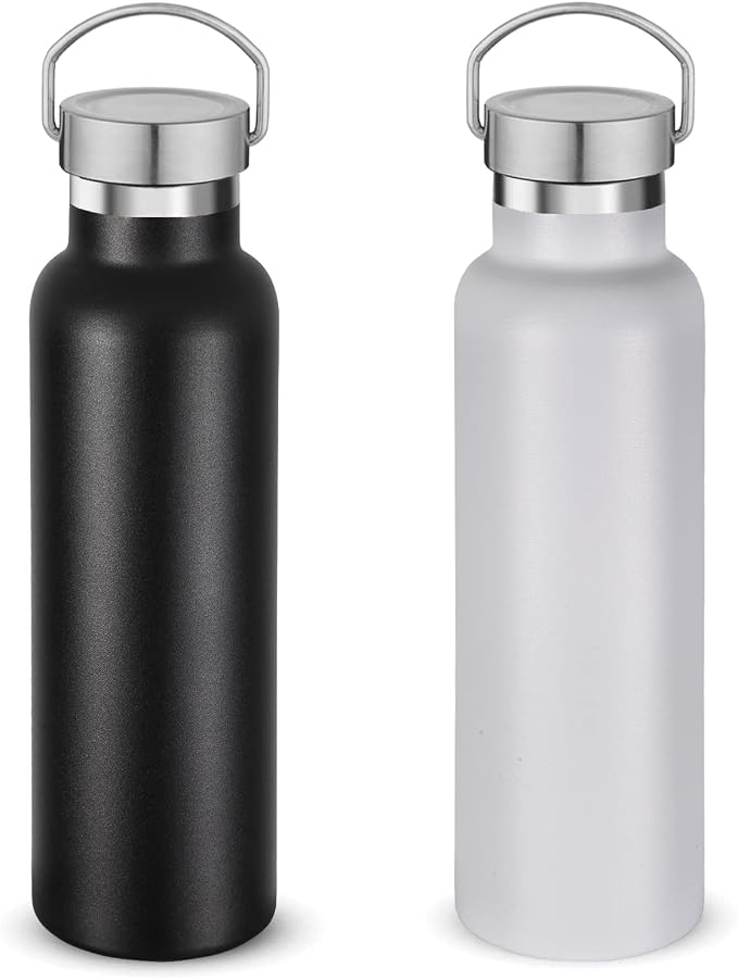 Neihepal 20 oz Insulated Water Bottles Bulk 2 Pack, Stainless Steel Double Wall by Neihepal