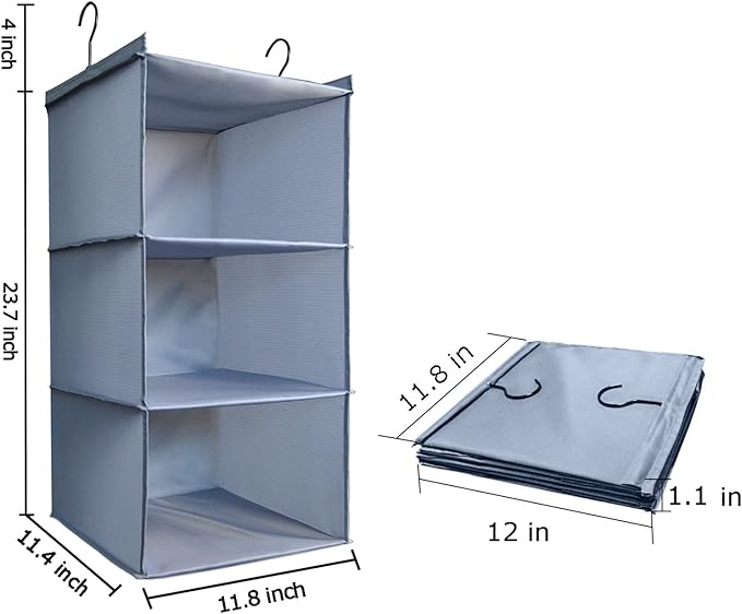 Hanging Closet Organizer and Storage 3-Shelf, Easy Mount Foldable Hanging - Image 3