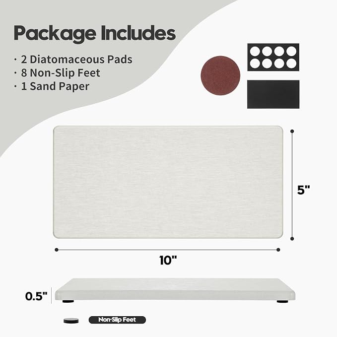 2PCS 10"x 5" Large Bathroom Sink Vanity Trays, Water Absorbing Diatomite Stone - Image 4