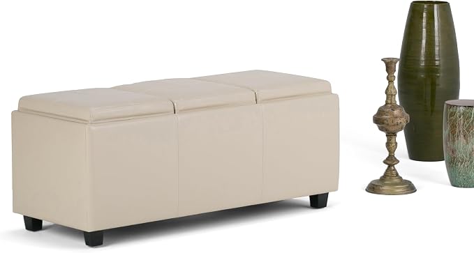 SIMPLIHOME Avalon 42 inch Wide Contemporary Rectangle Storage Ottoman in Satin - Image 11