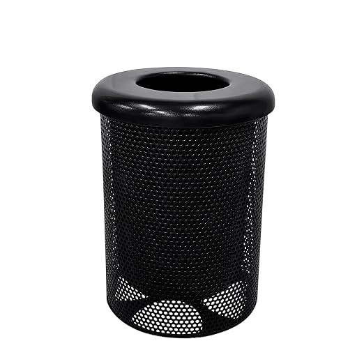 COATEDOUTDOORFURNITURE RFT-P-BLK Heavy Duty Round Trash Receptacle by CoatedOutdoorFurniture