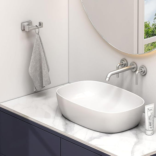 Angle Simple Towel Hook for Bathroom, SUS 304 Stainless Steel Double Robe Coat - Image 2