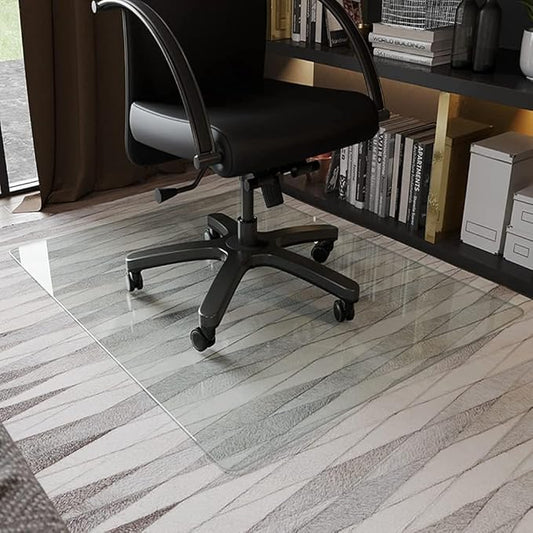 GLSLAND 36" x 46" Tempered Glass Chair Mat Heavy-Duty Floor Protector - Image 2