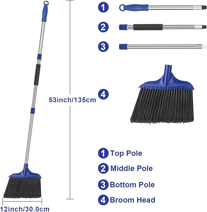 Kefanta 6 Pack Heavy Duty Broom Indoor/Outdoor Commercial Brooms Angle Broom 53 - Image 5