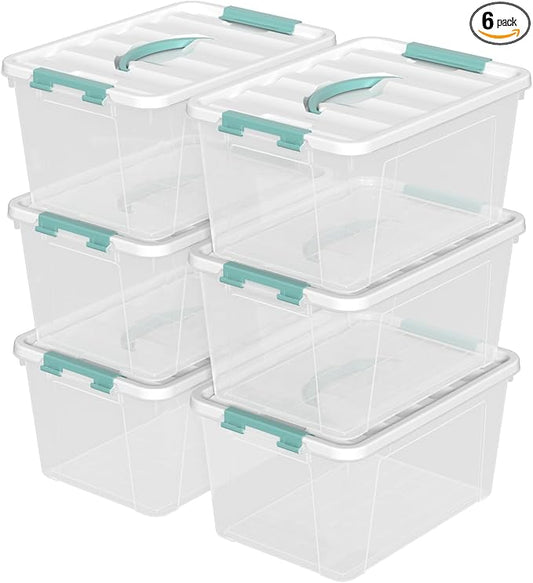 Xyskin 6 Pack 14 Quart Stackable Plastic Storage Bins by Xyskin