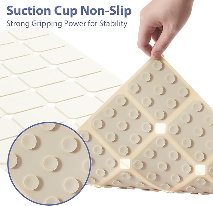 Bathtub Mat Non Slip Silicone Foldable Extra Long Tub Mat Strong Suction Cups & - Image 2