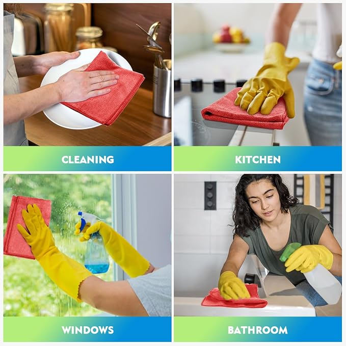 HOMEXCEL Red Microfiber Cleaning Cloth 12 Pack, 12.5 x 12.5 inch Microfiber - Image 5