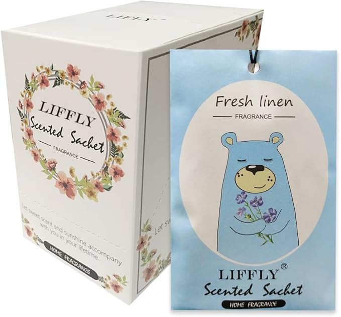14 Packs Fresh Linen Scented Sachets Bags fit Drawers and Closets Gift Box by LIFFLY