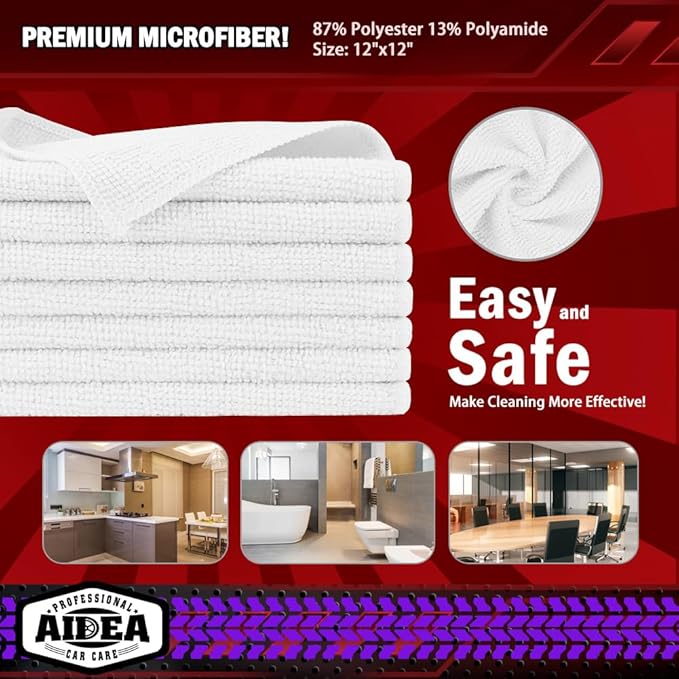 AIDEA Microfiber Cleaning Cloth White 150PK, Microfiber Towels - Image 6