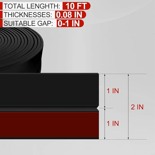 MYFAMIREA Door Weather Stripping 2IN x 10FT Door Draft Stopper Seal Tape - Image 2