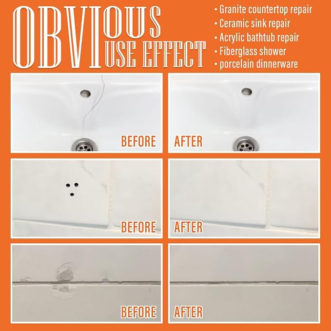 Porcelain Repair Kit White, Sink & Tub Repair Kit to Quickly Fix Tub Chips and - Image 4