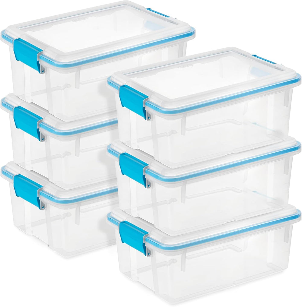 Sterilite Gasket Storage Box with Lids for Home & Office, 12 Quart, 6-Pack