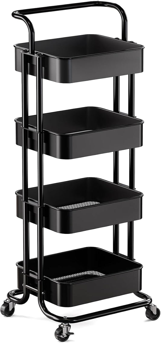 Pipishell 4 Tier Mesh Utility Cart, Rolling Metal Organization Cart by Pipishell