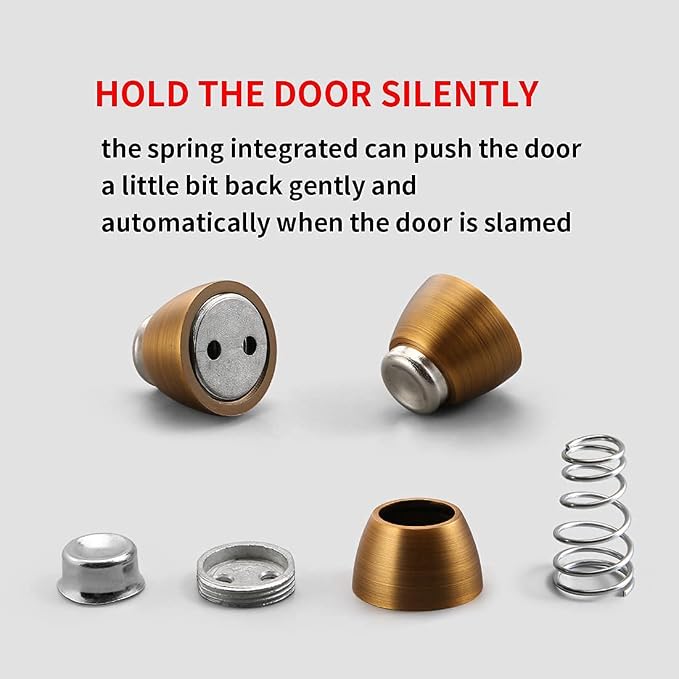Door Stopper 4 Pack Magnetic Door Stops, Zinc Alloy Antique Brass Door Catch - Image 8