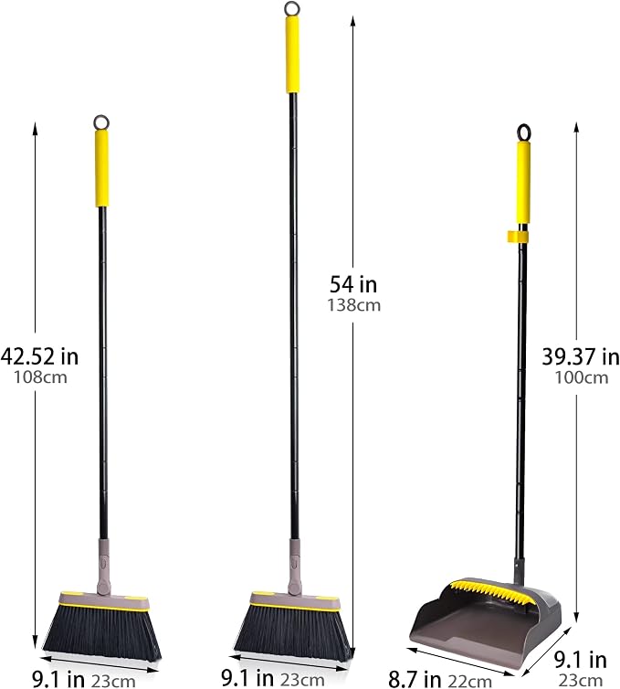 JEHONN Broom with Dustpan Combo Set, Long Handle Lightweight 180 Degree - Image 6