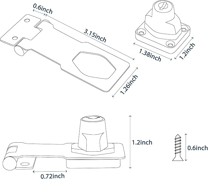 Alise Keyed Hasp Lock, 3 Inch Safety Packlock Clasp Hasp Lock Latch - Image 3