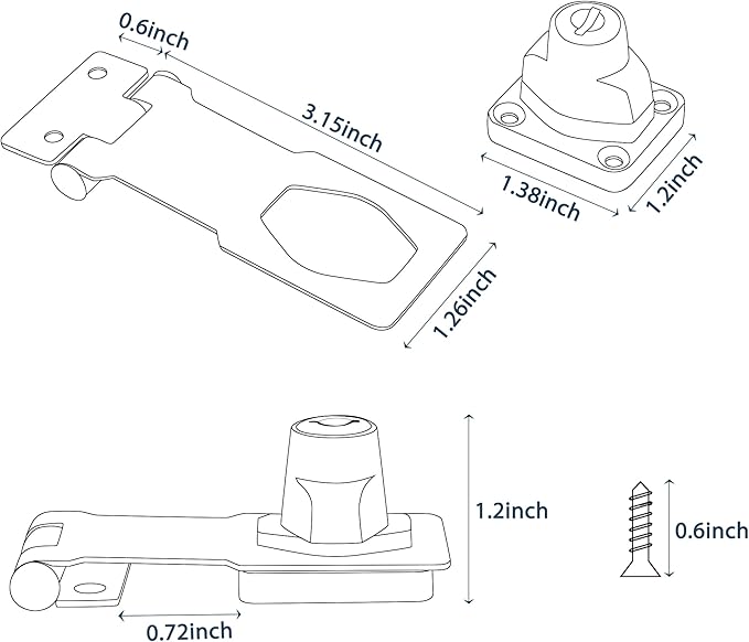 Alise Keyed Hasp Lock, 3 Inch Safety Packlock Clasp Hasp Lock Latch - Image 3