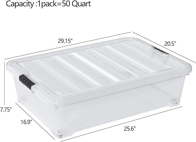 50 Quart Plastic Under Bed Storage Boxes - Image 2