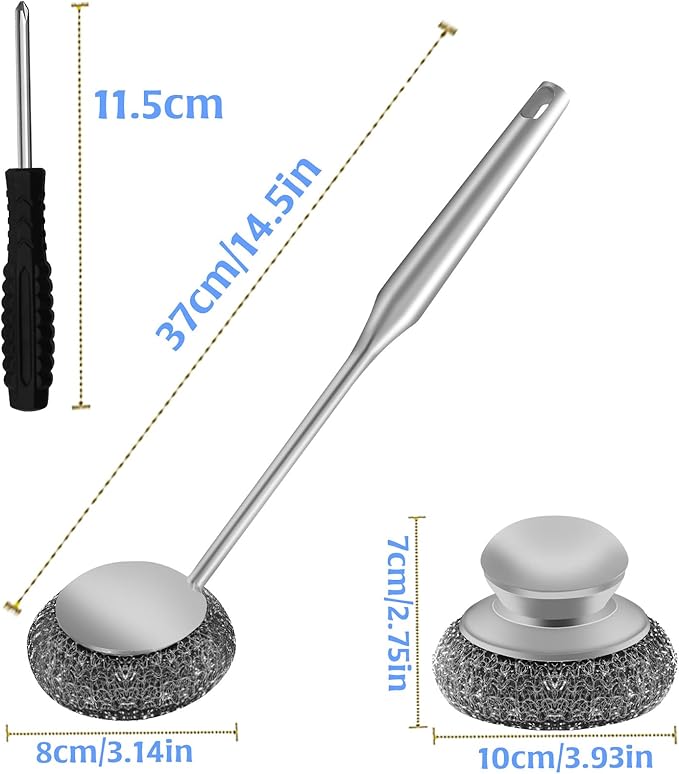 2Pcs Stainless Steel Wool Scrubber Sets, Dish Scrubber - Image 2