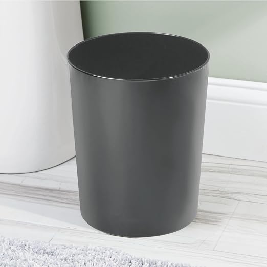 mDesign Round Metal Small 1.7 Gallon Recycle Trash Can Wastebasket, Garbage - Image 3
