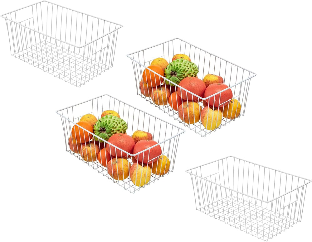 16Lx12Wx6H inch Wider Freezer Organizer Baskets Container, Refrigerator Metal...