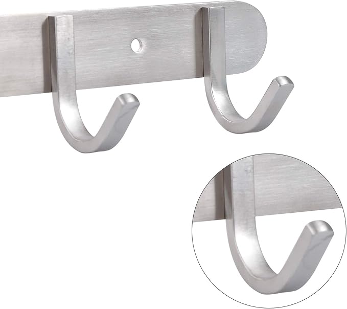Coat Hook Rack Brushed Nickel 10.6-Inch Coat&Towel Hook Rail Wall Mounted - Image 4